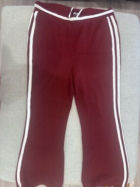 Women's Burgundy Leggings with White Side Stripes
